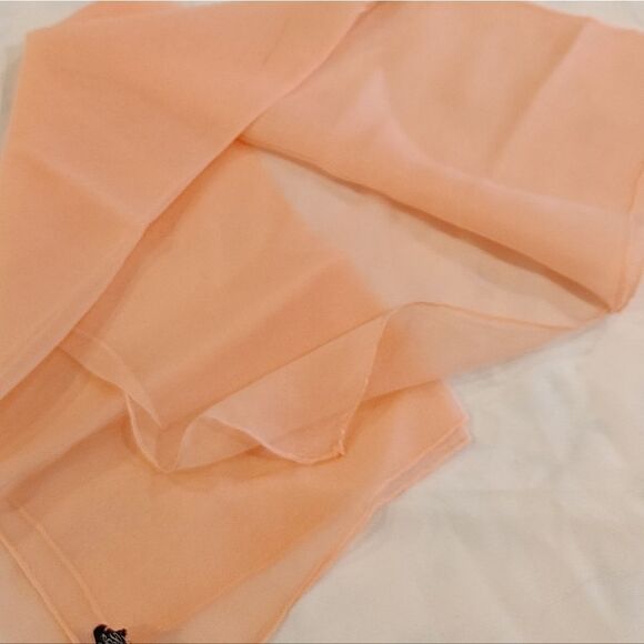 Free Vintage Silk Sheer Chiffon Scarf Peachy Pink - Picture 8 of 8